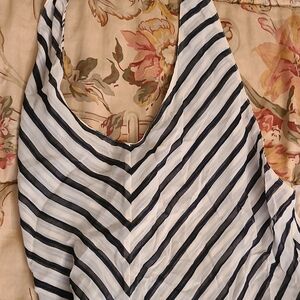 Victoria's Secret Silk Black and White Striped Halterneck Night Gown